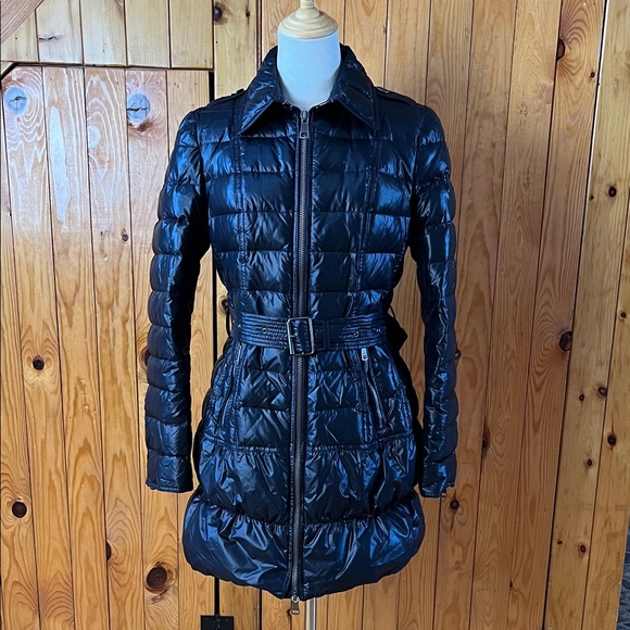Burberry Jackets & Blazers - Burberry Brit Black Quilted Puffer Jacket With Belt